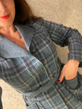 Vintage Blue Check Equestrian Style Jacket