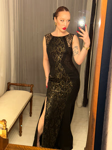 Pre-loved Lipsy London Black Gold Lace Long Dress – GrandDays