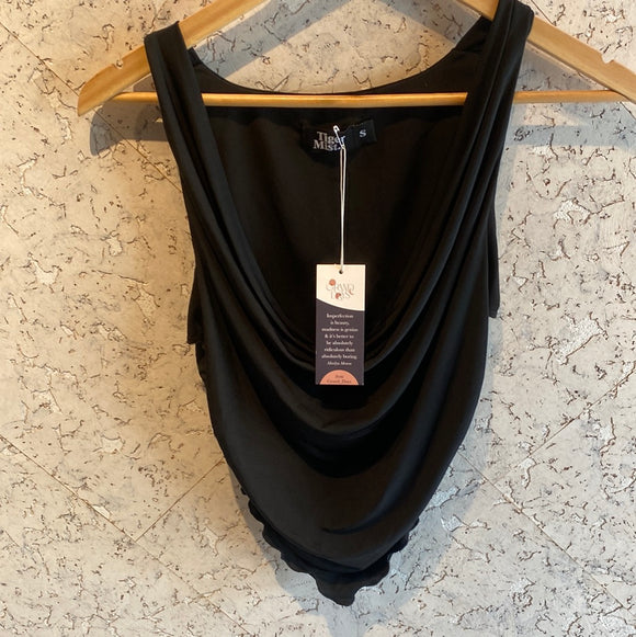 Pre-loved Black Cowl-Neck Slinky Crop Top