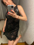 Pre-loved VIELMA Black Lace Leather Dress