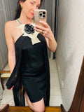 Pre-loved Sass Bide Black Silk Rose Dress
