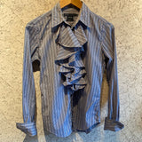 Pre-loved Ralph Lauren Blue Stripe Ruffle Shirt