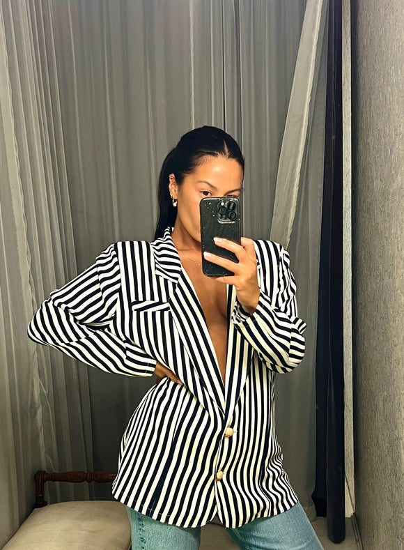 Pre-loved Black White Stripe Jacket