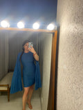 Pre-loved Blue Bodycon Dress with Cape Sleeves