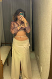 Pre-loved Cream Satin Skirt w Utility Pocket