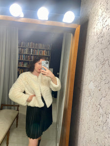 Pre-loved Pink Diamond White Faux Fur Jacket