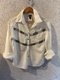 Vintage VERSACE White Shirt w Beading AS IS