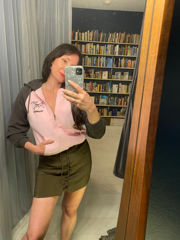 Pre-loved Khaki Lace Up Mini Skirt