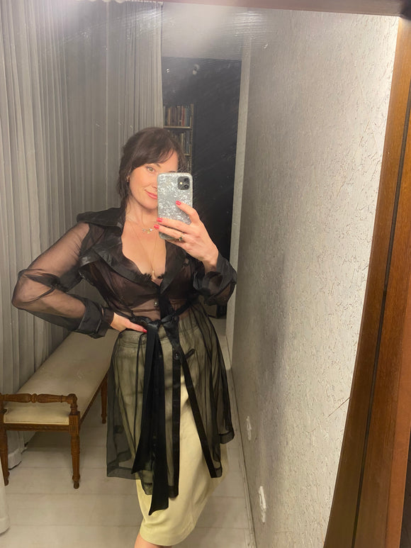 Pre-loved Events Black Organza Trench Coat AS IS