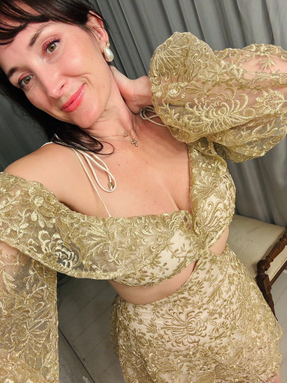 Pre-loved SOFIA Gold Lace Dress