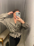 Vintage 80's Grey Italian Leather Jacket