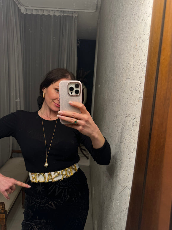 Pre-loved VERSACE-inspired White Stretch Belt