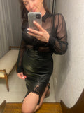 Pre-loved Wheels & Dollbaby Black Leather Front Skirt