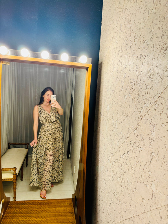 Pre-loved Angel Biba Cream Black Floral Long Dress