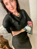 Pre-loved Gorman Black Raw Silk Dress w Sequins