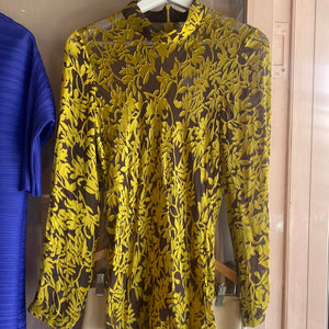 Pre-loved CUE Chartreuse Silk Burnout Top