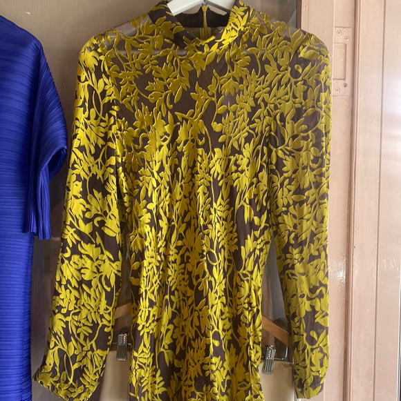 Pre-loved CUE Chartreuse Silk Burnout Top