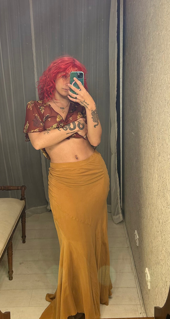 Pre-loved Rabens Cupro Terracotta Maxi-Skirt