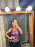 Vintage Purple Sequin & Bead Top AS IS