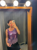 Vintage Purple Sequin & Bead Top AS IS