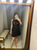 Pre-loved VIELMA Black Lace Leather Dress