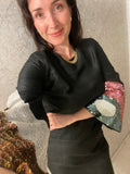 Pre-loved Gorman Black Raw Silk Dress w Sequins
