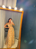 Vintage Handmade Peach Dream Floral Maxi-Dress