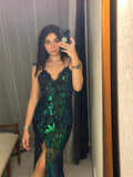 Pre-Loved Angel Lacy Green Sequinned Dress