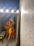 Vintage Indian Hand Made Orange Quilt jacket