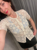 Vintage Hand Crocheted Cream Top