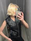 Sleeveless Leather Biker Jacket