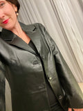 Vintage Black Leather Long Jacket