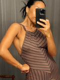 Pre-loved Metallicus Cocoa Stripe Maxi-Dress