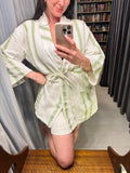 Pre-loved White Green Stripe Summer Kimono Jacket