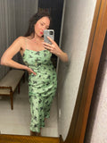 Pre-loved Lime Green Micro Floral Silky Dress
