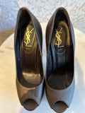 YSL Pewter Brown High Heels - Size 37