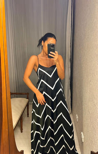 Pre-loved French Connection Black Stripe Maxi-Dress