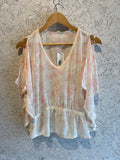 Pre-loved White Pink Butterfly Sheer Top