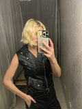 Sleeveless Leather Biker Jacket