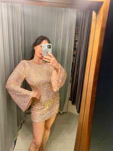 Pre-loved Pink Mermaid Sequin Dress w Sleeves