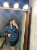 Vintage Blue Check Equestrian Style Jacket