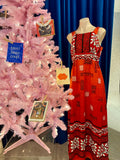 Vintage Red Hawaiian Maxi-Dress