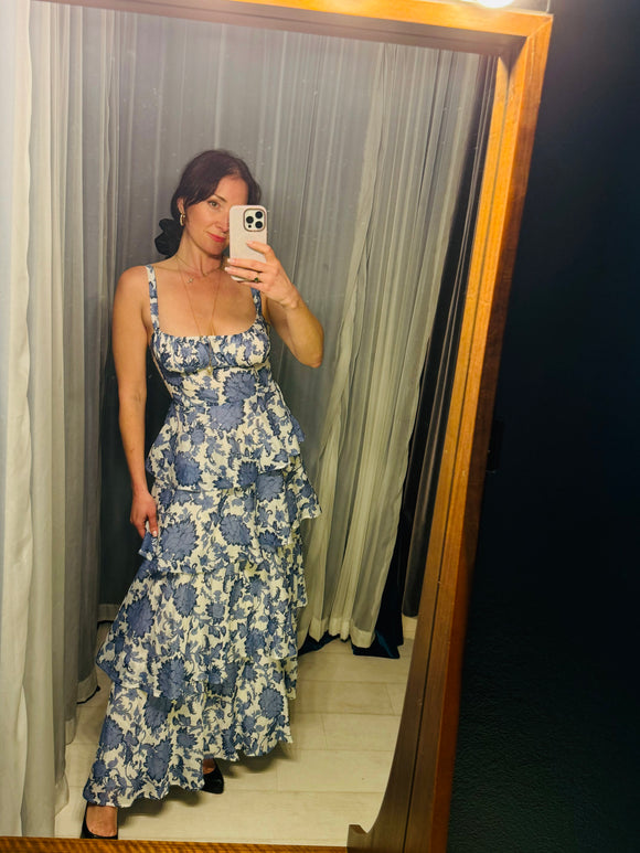 Pre-loved Here Comes The Sun Blue Floral Ruffle Dress