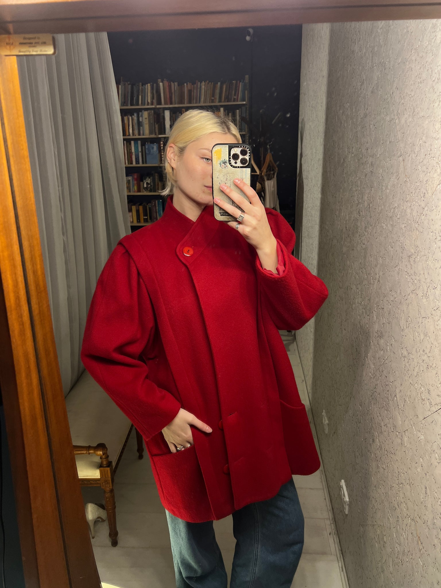 Vintage red wool coat clearance