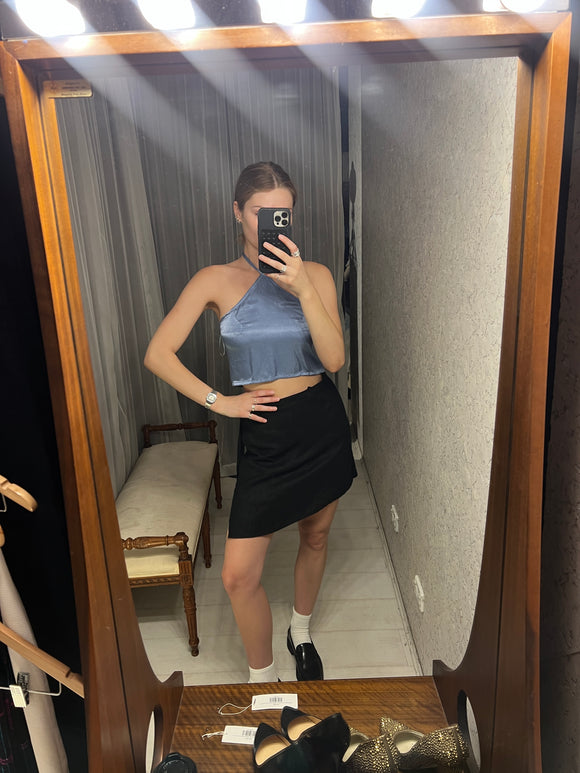 Pre-loved Tashkaya Black Linen Wrap Skirt