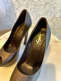 YSL Pewter Brown High Heels - Size 37