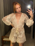 Pre-loved White Lace Sequin Playsuit