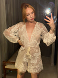 Pre-loved White Lace Sequin Playsuit