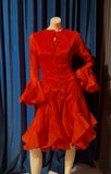 VIntage Red Ruffle Hem & Sleeve Dress