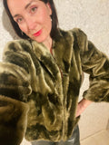 Vintage Khaki Faux Fur Jacket